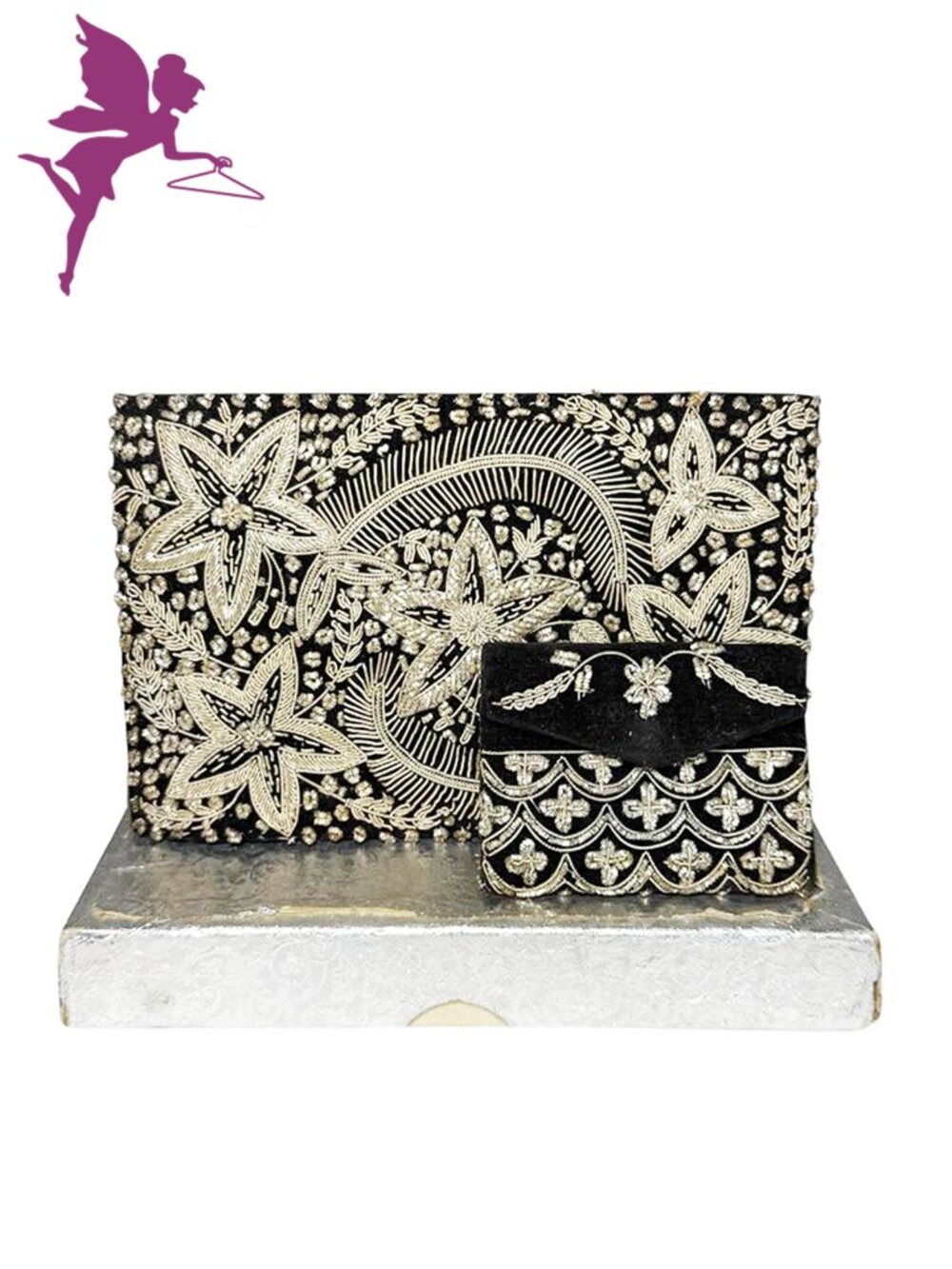 MCM Zardozi Two Piece Clutch and Coin Purse Set
